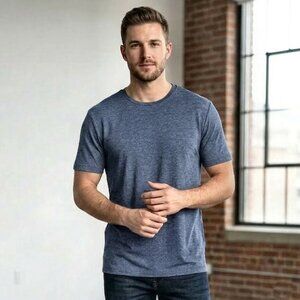 Robert Barakett McSween Luxury Crewneck T-Shirt, Heathered Blue Mens Size Medium